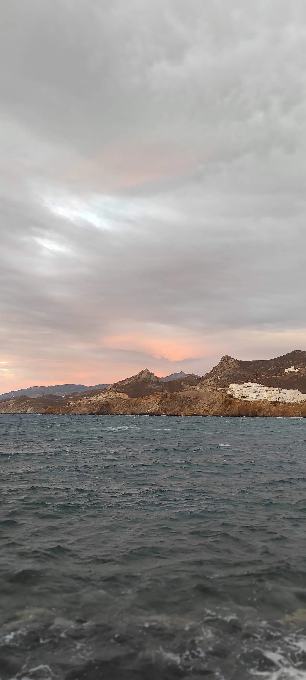 Cloudy coast and hills