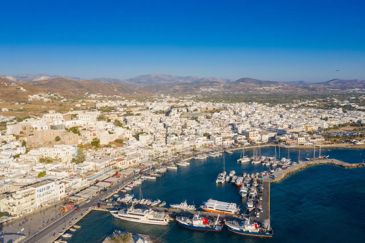 Aerial view of Naxos Marina